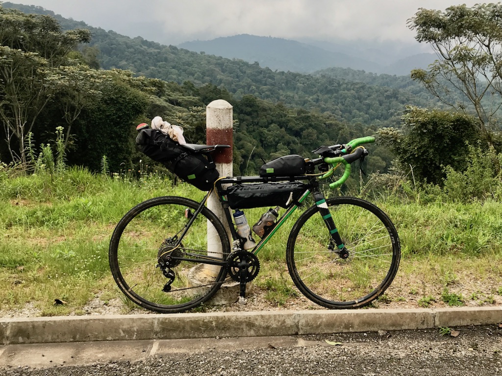 bike stood by side of the road